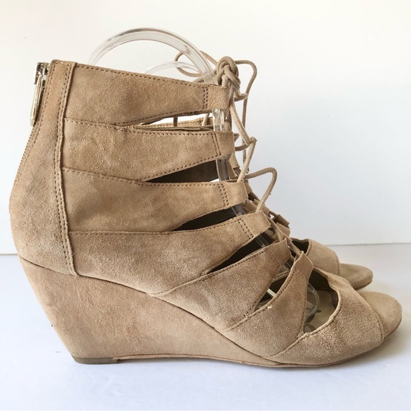 Sam Edelman Shoes - ‼️ 10/$35 Sam Edelman Santina Tan Leather Lace Up Gladiator Wedge Sandals
